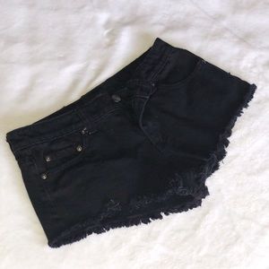 Forever 21 - Black Distressed Denim Short